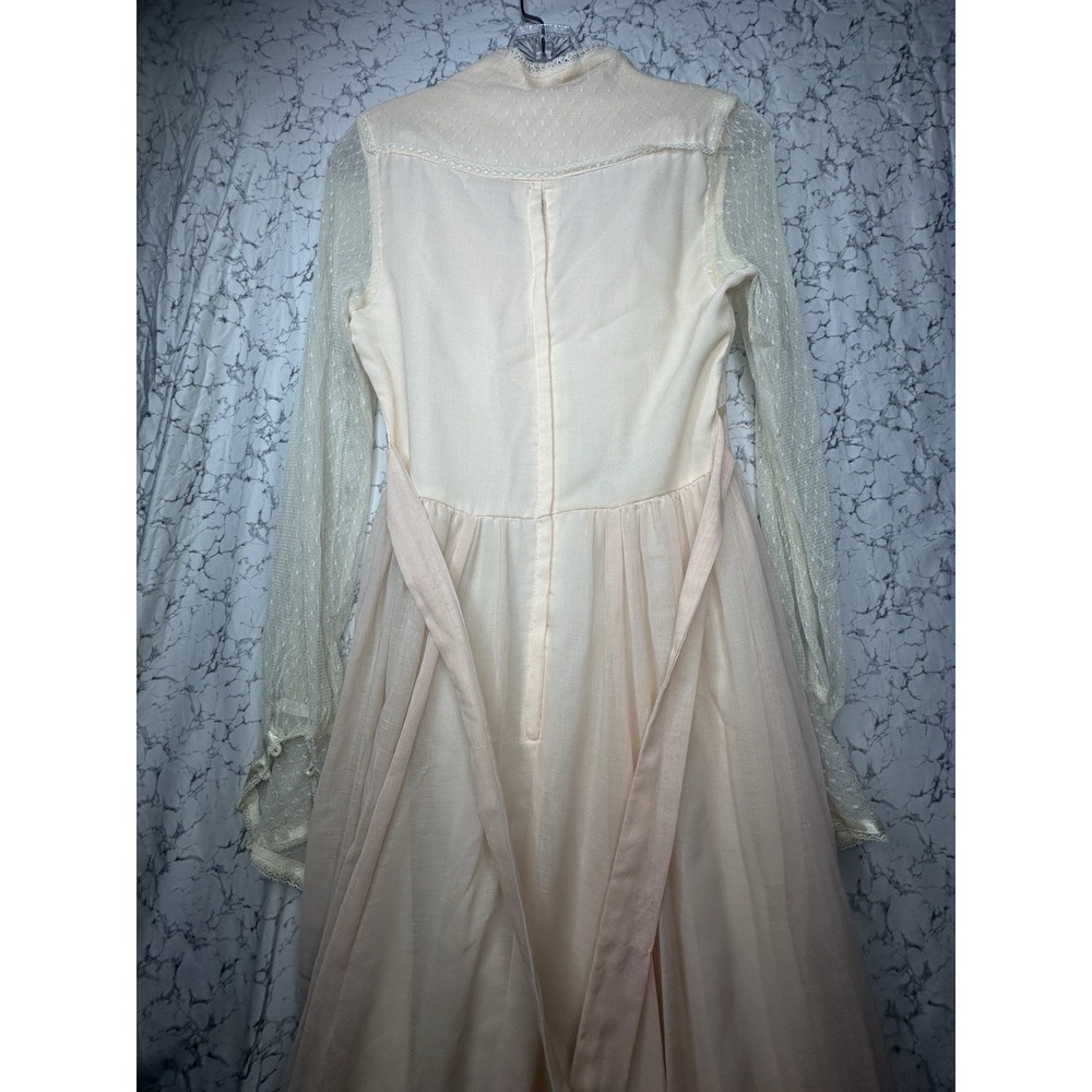 Vintage 1970s Gunne Sax Pink Sheer Sleeves w/ Belt Maxi Dress | Tagged Sz: 9 - Picture 8 of 9